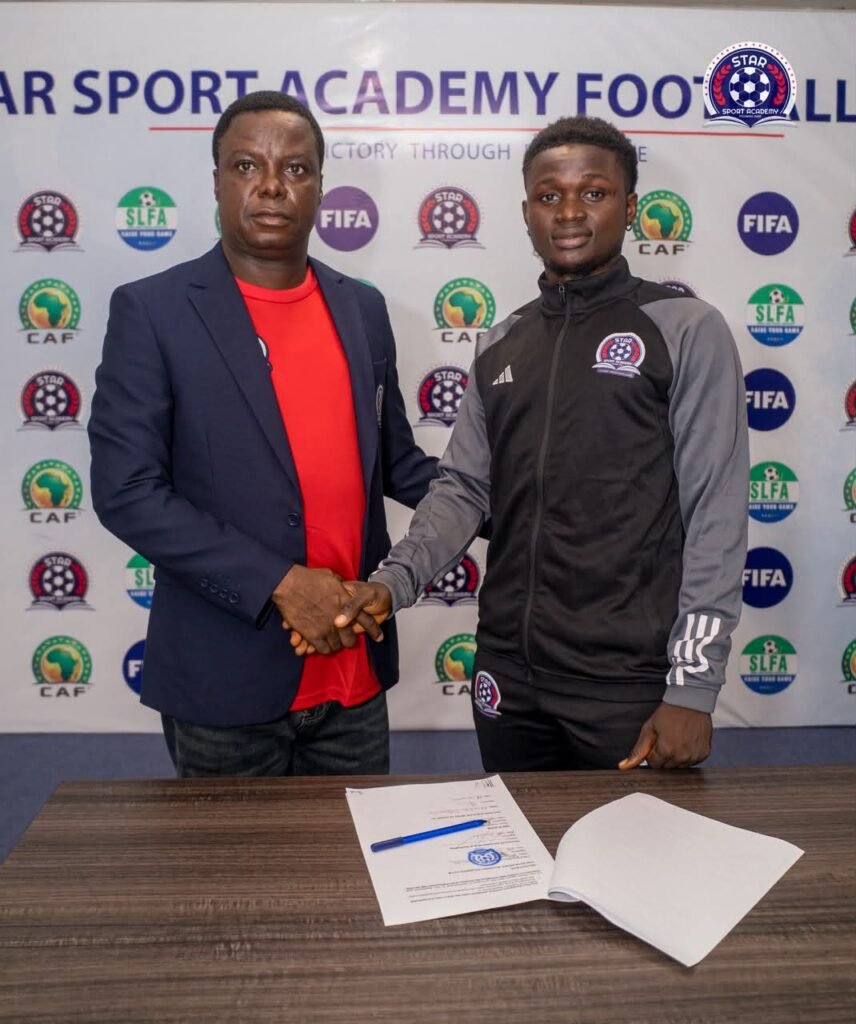 CEO, Mohamed Jusu Tarawally, Esq, and Samba Juma Bah has after he signed a permanent deal with Star Sport Academy