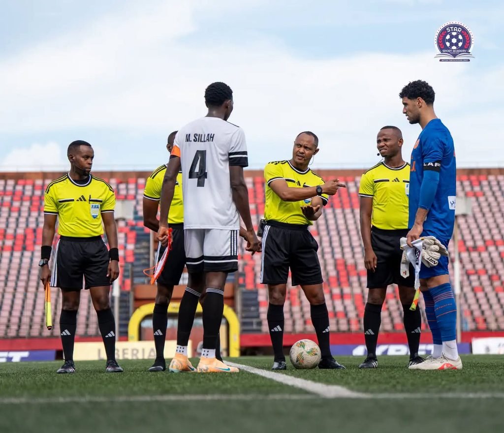 Team Skipper of the day, Mohamed Sillah speaking with match officials  